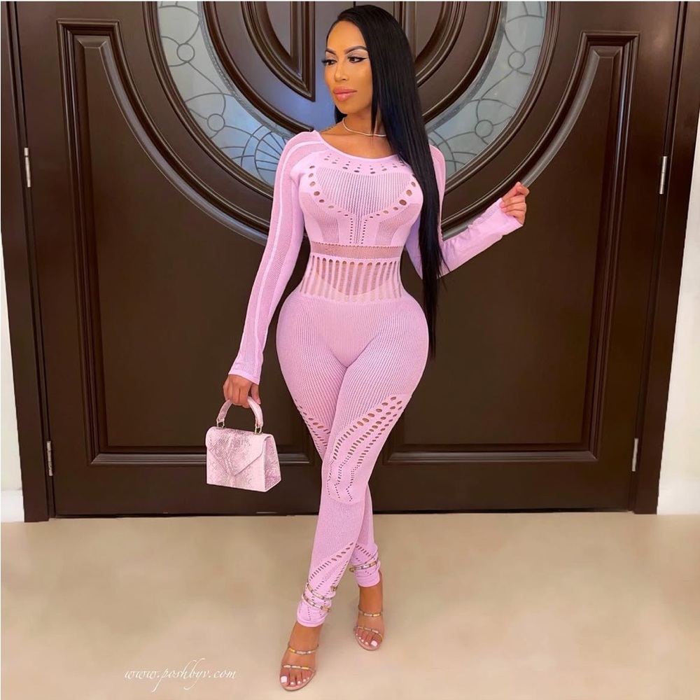 PoshByV Knit Jumpsuit Lavender Posh B V